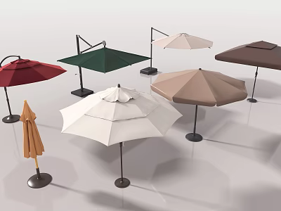 Outdoor Sunshade With Various Colors And Standing Base For Garden Patio Use 3d model