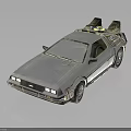 Silver Retro Futuristic Car With Flux Capacitor Inspired Roof Design Shiny Exterior And Reflective Surface