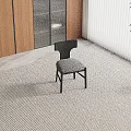 Stylish Black Single Chair With Wooden Cabinet Glass Door White Blinds And Light Carpet