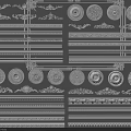 Decorative Gypsum Cornice Collection With Various Ornate Patterns And Circular Rosettes 3d model