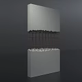 Concrete Wall With Central Grid Structure And Layered Modern Industrial Design 3d model