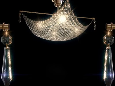 Luxurious Crystal Chandelier With Sparkling Crystal Net Hanging Pendants And Bright Illumination 3d model