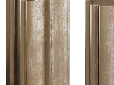 Modern Golden Side Table With Vertical Stripe Design And Metallic Finish 3d model