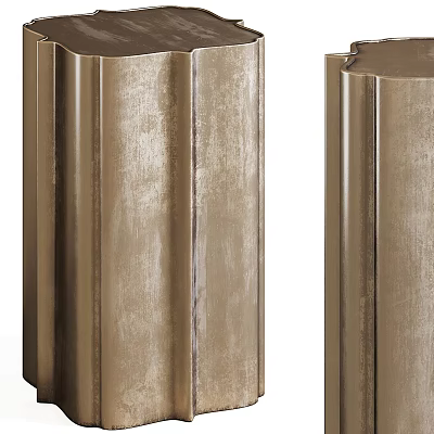 Modern Golden Side Table With Vertical Stripe Design And Metallic Finish 3d model