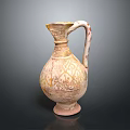 Ancient Style Hand Carved Ceramic Vase With Intricate Patterns And Curved Handle