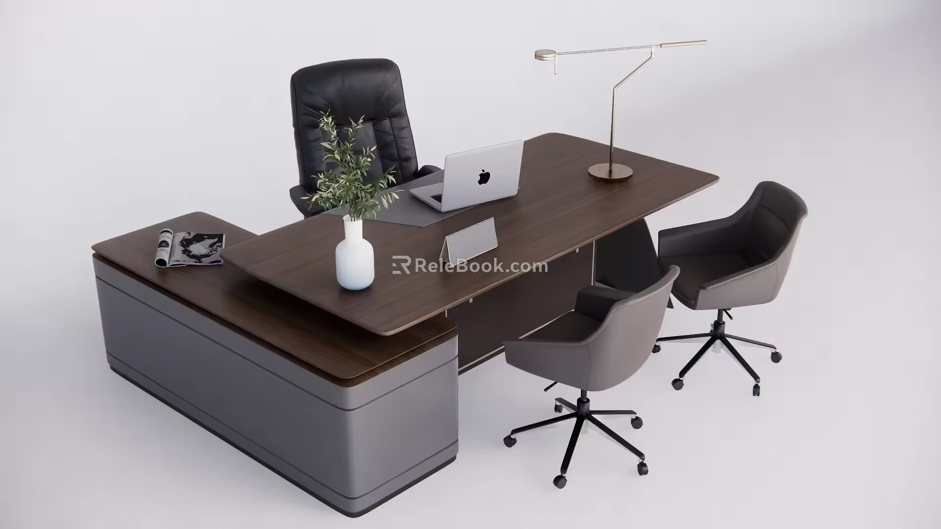 Office Desk and Chair Computer Chair Card Seat Computer Ornaments 3d model