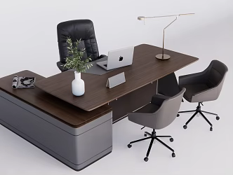 Office Desk and Chair Computer Chair Card Seat Computer Ornaments 3d model