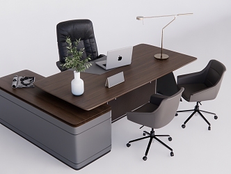 Office Desk and Chair Computer Chair Card Seat Computer Ornaments 3d model