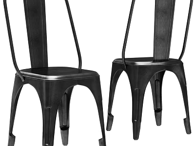 Stylish Black Metal Leisure Chairs with Modern Design and Sturdy Structure 3d model