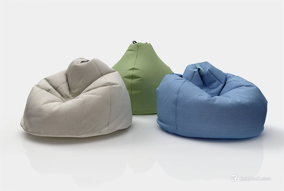 Bean Bag Chairs in Neutral Green and Blue Modern Design for Living Room 3d model 