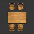 Rustic Wooden Dining Table And Chairs Set With Simple Design For Home Interior