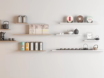 Nordic Storage Rack Nordic Wall Decoration Storage Rack Tea Set Tea Pot Tea Cup Tea Cake 3d model