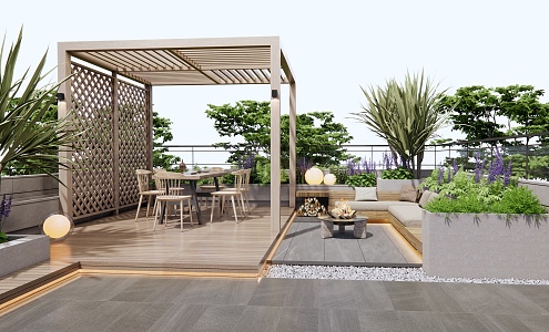 Roof Garden Modern Garden 3d model