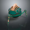 Green Mechanical Creature With Brown Top And Leg Like Metallic Structures 3d model