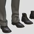 Black Leather Ankle Boots With Lace Up Design And Brass Eyelets Thick Sole