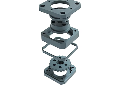 Stacked Mechanical Metal Components Featuring Geometric Shapes And Holes Structure 3d model
