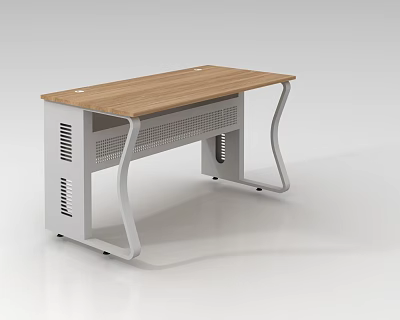 School Modern Desk With Wooden Top And Metal Frame 3d model