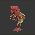 Decorative Bronze Horse Sculpture In Rearing Posture With Pedestal Base