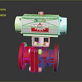 Red Ball Valve With White Actuator And Gear Symbol Flange Connection Industrial Equipment