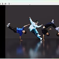 Group of Men Performing Dynamic Dance Moves With Handstands On Gray Background