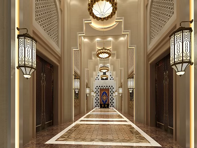 Ethnic style corridor ethnic restaurant corridor 3d model