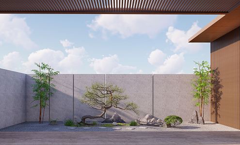 Japanese landscape sketch courtyard garden 3d model