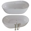Modern White Freestanding Bathtub With Sleek Design And Chrome Faucet
