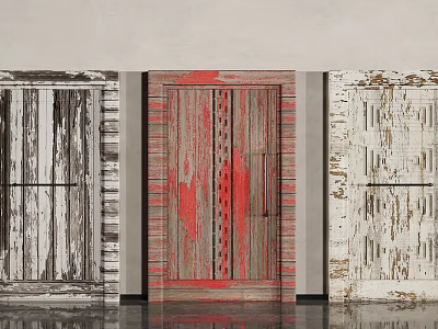 Barn Doors With Various Rustic Wooden Designs And Colorful Vintage Finishes 3d model