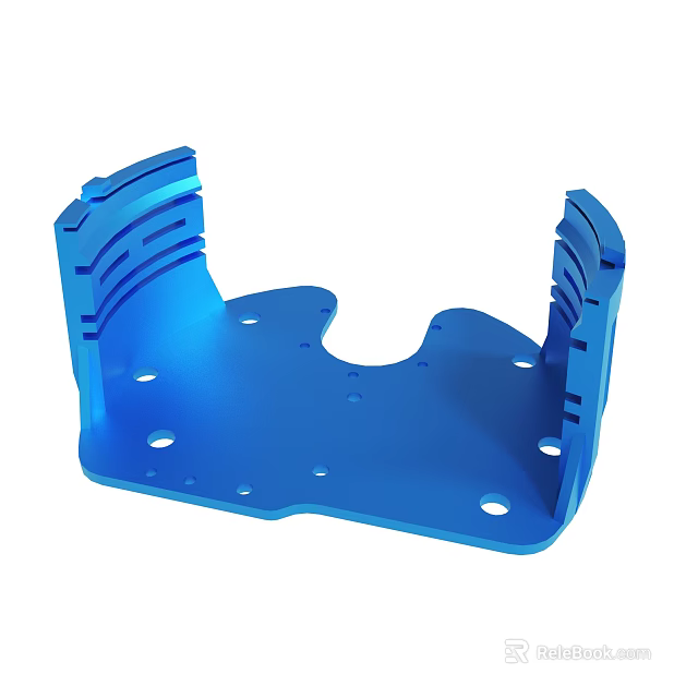 Blue Bracket Component With Multiple Holes And Structural Design Elements 3d model 