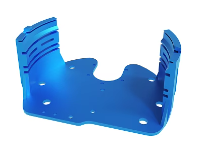 Blue Bracket Component With Multiple Holes And Structural Design Elements 3d model