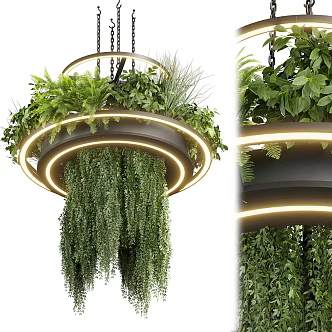 Modern chandelier vine green plant chandelier 3d model