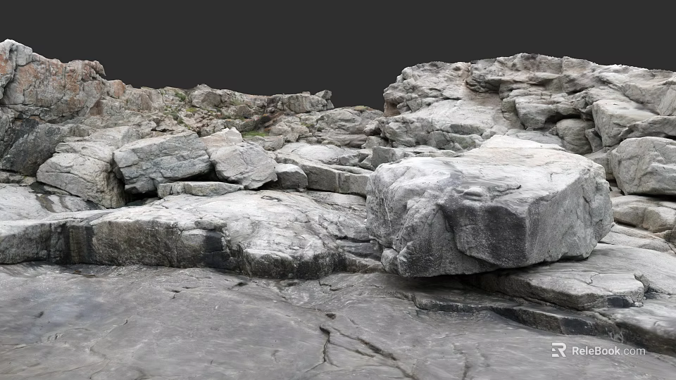 Natural Micro Terrain With Irregular Rock Piles And Textured Stone Surfaces 3d model 