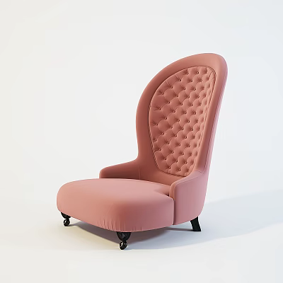 Pink Modern Accent Chair With Diamond Tufted Backrest And Black Legs 3d model