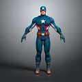 Captain America Game Movie Character Standing In Blue Uniform With White Star And Red Stripes