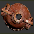 Red Ceramic Decorative Vase With Circular Handles And Conical Design For Home