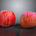 Fresh Ripe Red And Yellow Apples On Black Surface With Reflections
