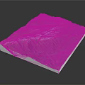 3D Mountainous Terrain Model With Snowy Peaks And Colorful Topographic Details