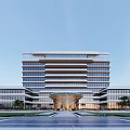 Modern High Rise Office Building Featuring Glass Facade Contemporary Design And Landscaped Greenery