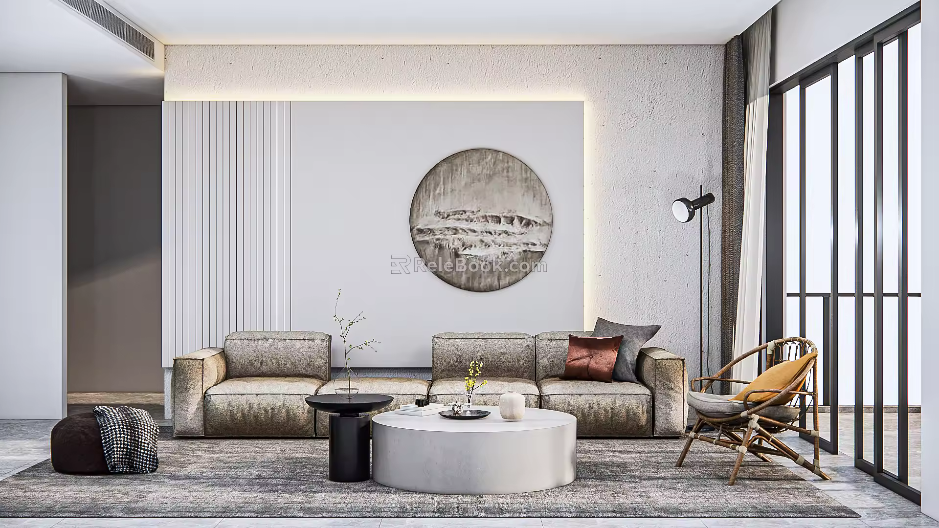 Modern sofa coffee table combination 3d model
