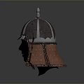 Ancient Metal Warrior Helmet With Spiked Top And Leather Ear Flaps