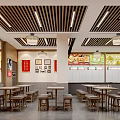 Bright Warm Traditional Chinese Snack Restaurant With Neat Wooden Tables Stools And Cozy Dining Ambience