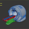 3D Rendered MRI Scanner with White Body and Blue Examination Table for Medical Imaging