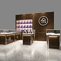 Stylish Jewelry Retail Showcase Shelves With Glass Display Counters And Logo