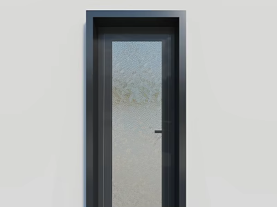 Modern Swing Door With Frosted Glass Black Frame And Sleek Design 3d model