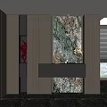 Modern Entryway Interior Design With Decorative Marble Wall And Cabinet Ornaments