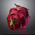 Fresh Ripe Dragon Fruit With Vibrant Pink Skin And Green Leafy Tips On Dark Background