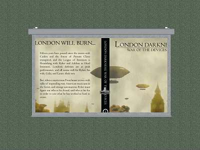 Projection Monitoring Showing London Darkne Book Cover Preview With Airships And Buildings 3d model