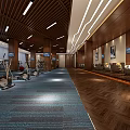 Spacious Fitness Gym Interior With Various Exercise Equipment And Wooden Ceiling Design