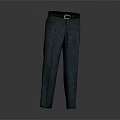 Classic Striped Trousers In Blue Green With Black Belt Detail