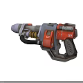 Red Blue Black Mechanical Tool Featuring Yellow Springs Number 07 And Detailed Industrial Structure Design